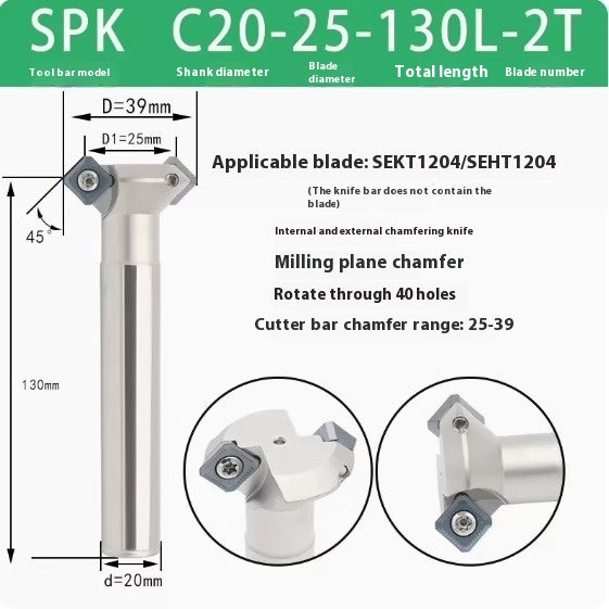 6037 45 degree inside and outside positive and negative chamfering cutter CNC rounding chamfering cutter SD SPK upper and lower bore reverse pull chamfering cutter bar Shandong Denso Pricision Tools Co.,Ltd.